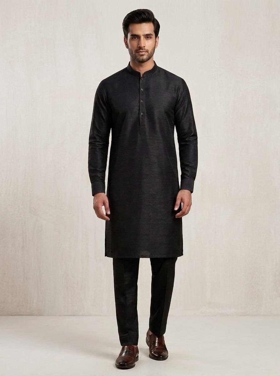 Black Rao-Silk Kurta Trouser