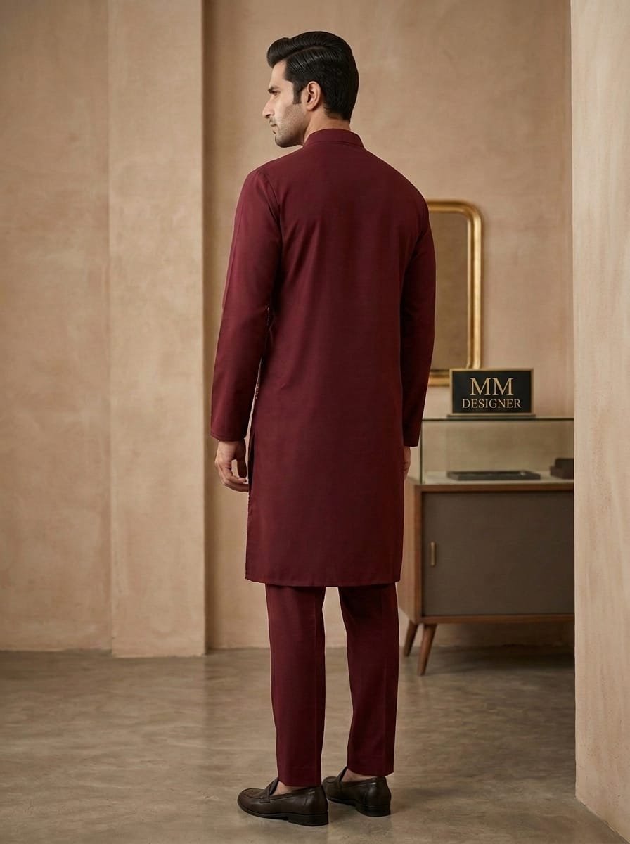Mahroon Embroidered Kurta Trouser