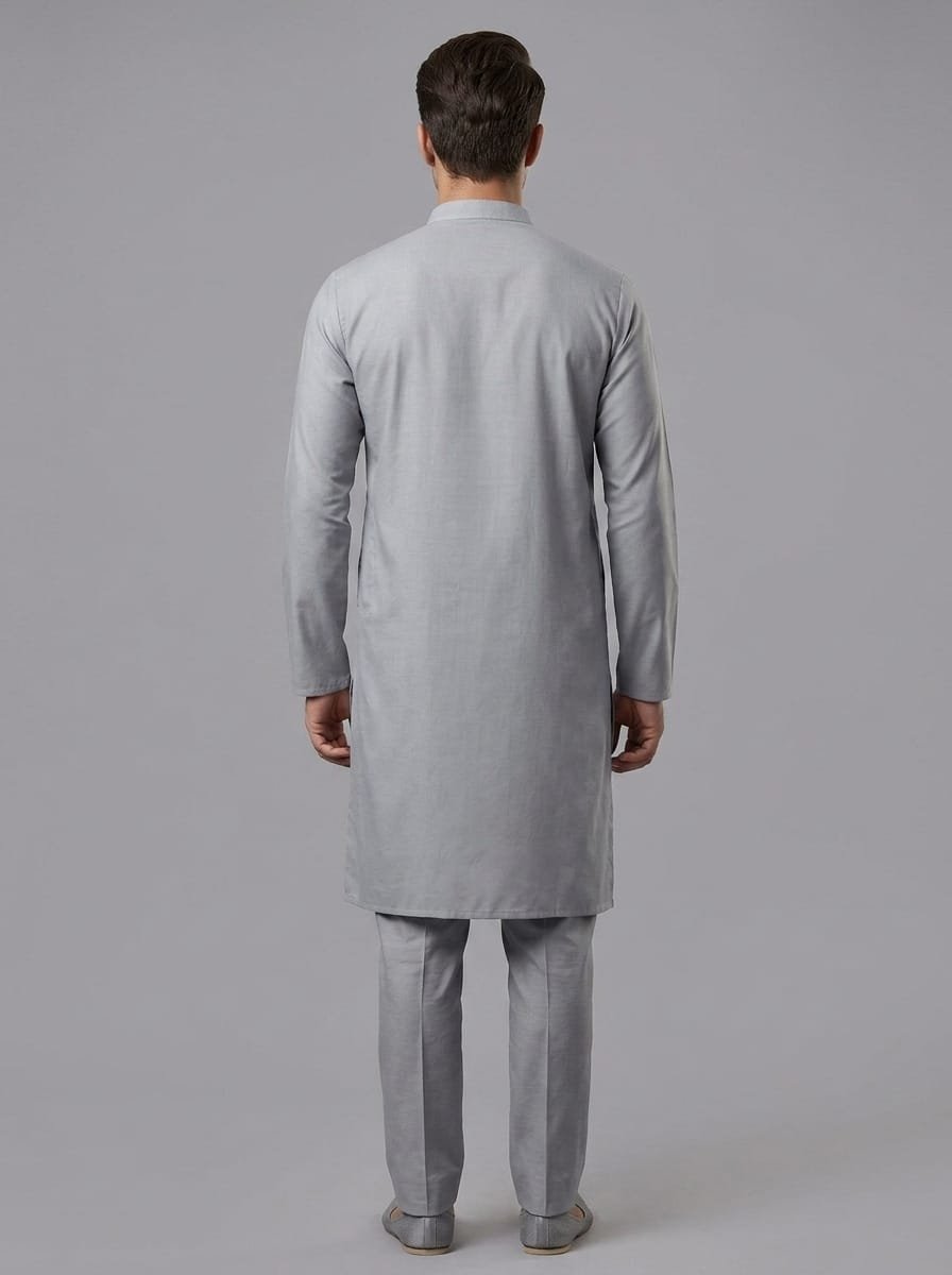 Grey Embroidered Kurta Trouser