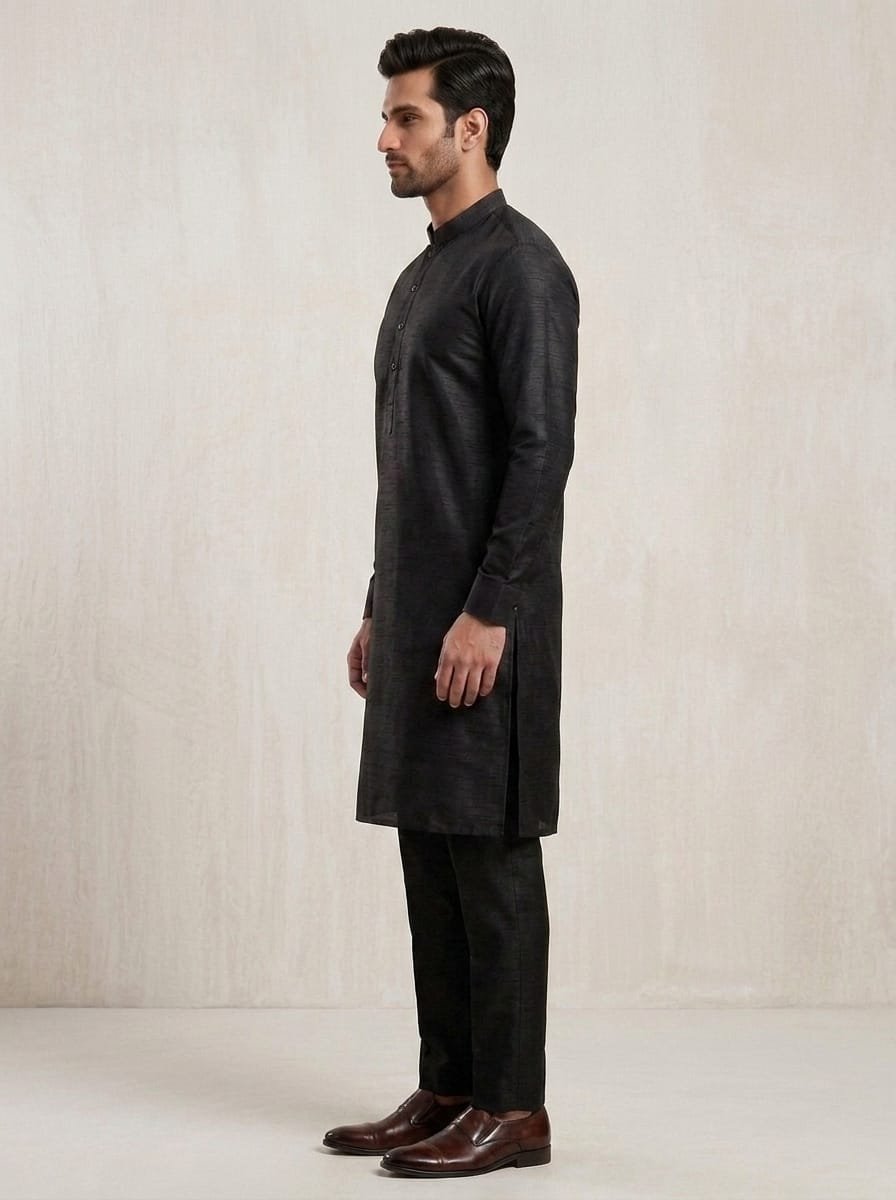 Black Rao-Silk Kurta Trouser
