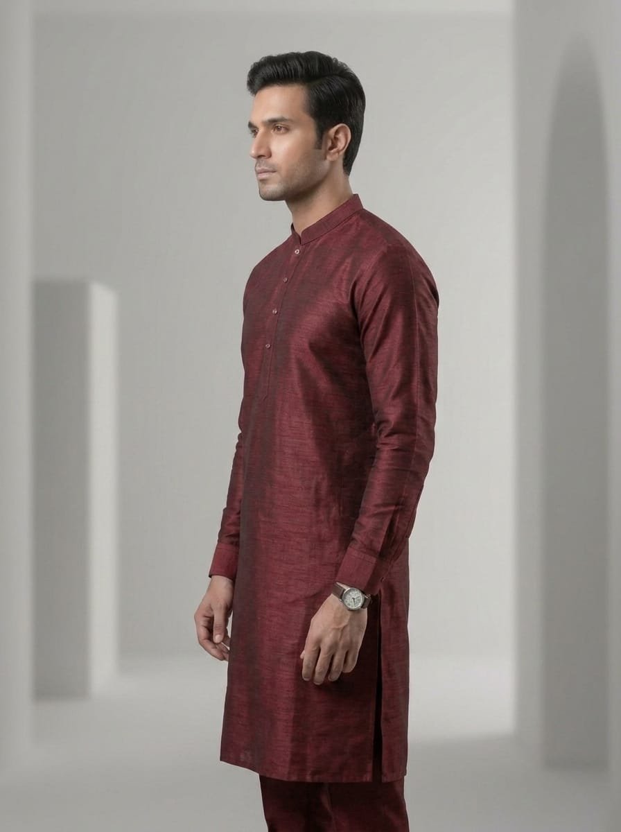 Mahroon Rao-Silk Kurta Trouser