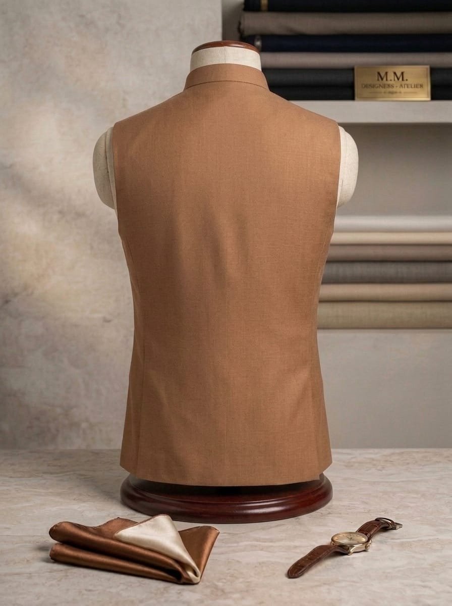Orange Sequence Embroidered Waistcoat