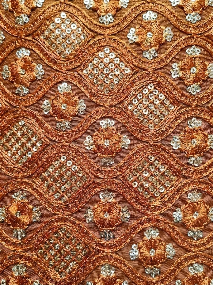 Orange Sequence Embroidered Waistcoat