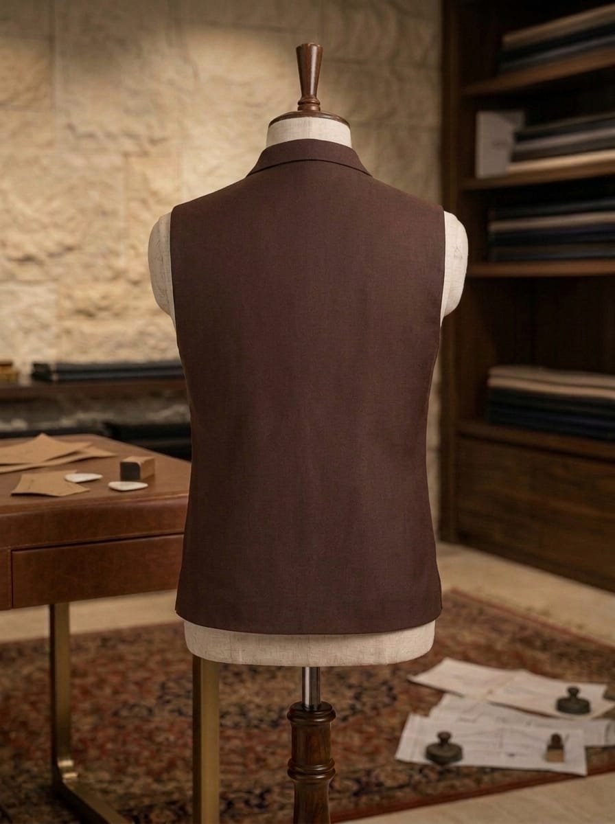 Brown Sequence Embroidered Waistcoat
