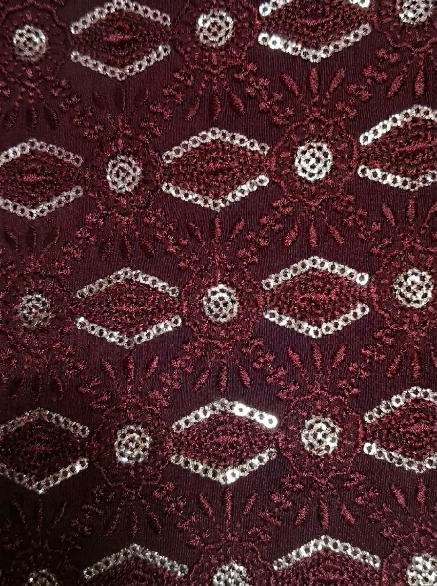 Mahroon Sequence Embroidered Waistcoat
