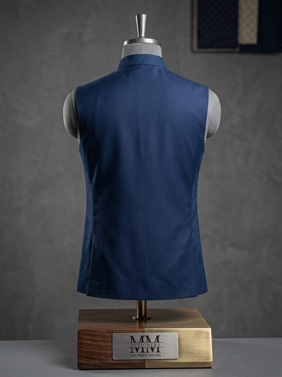 Navy blue Embroidered Waistcoat