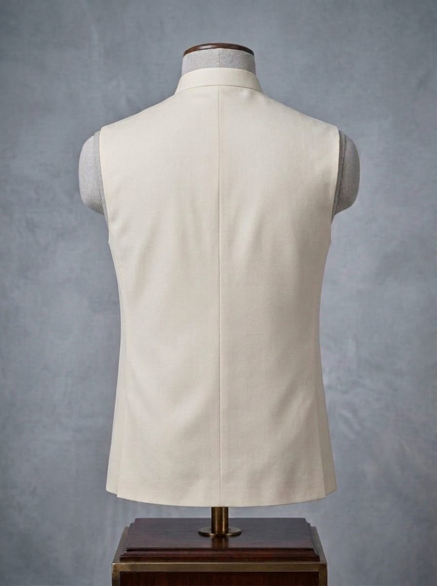 Elegant Cream Embroidered Waistcoat