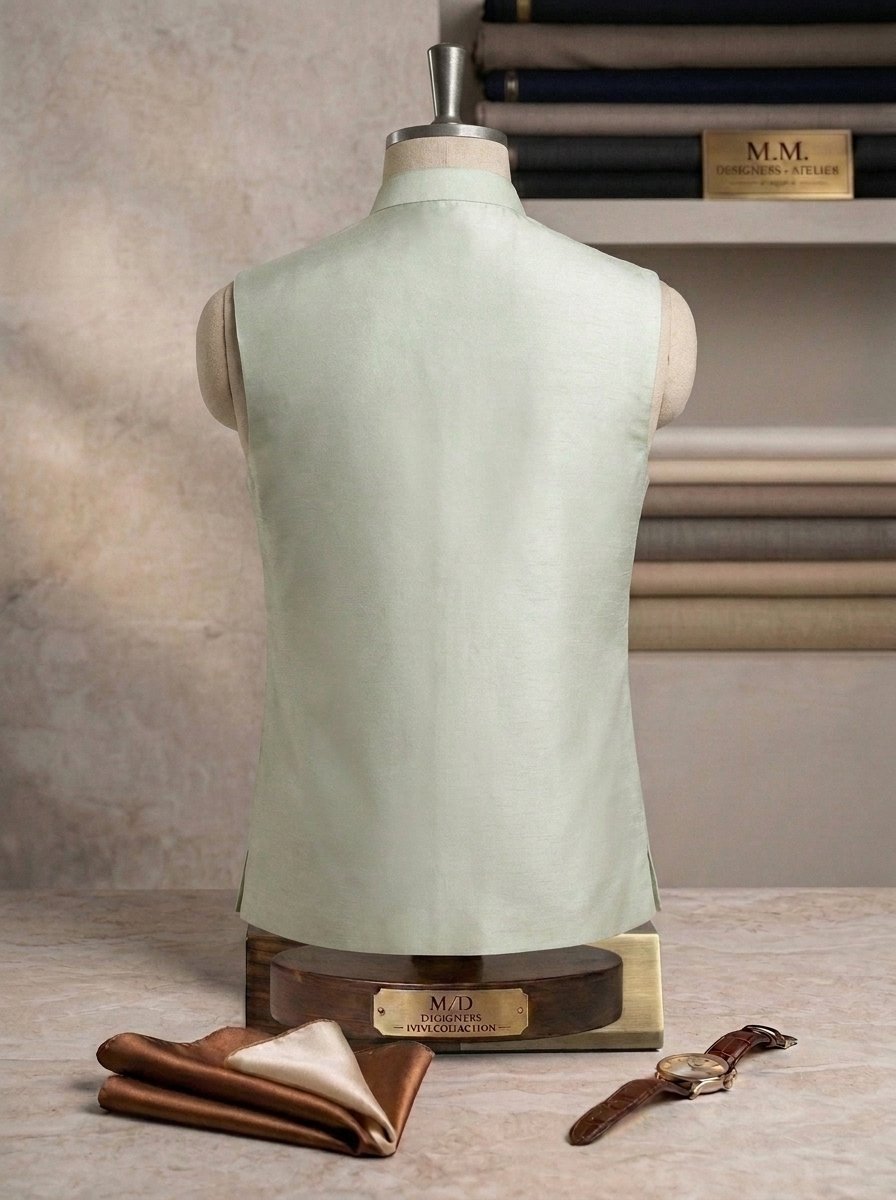 Elegant Soft Pista Embroidered Waiscoat